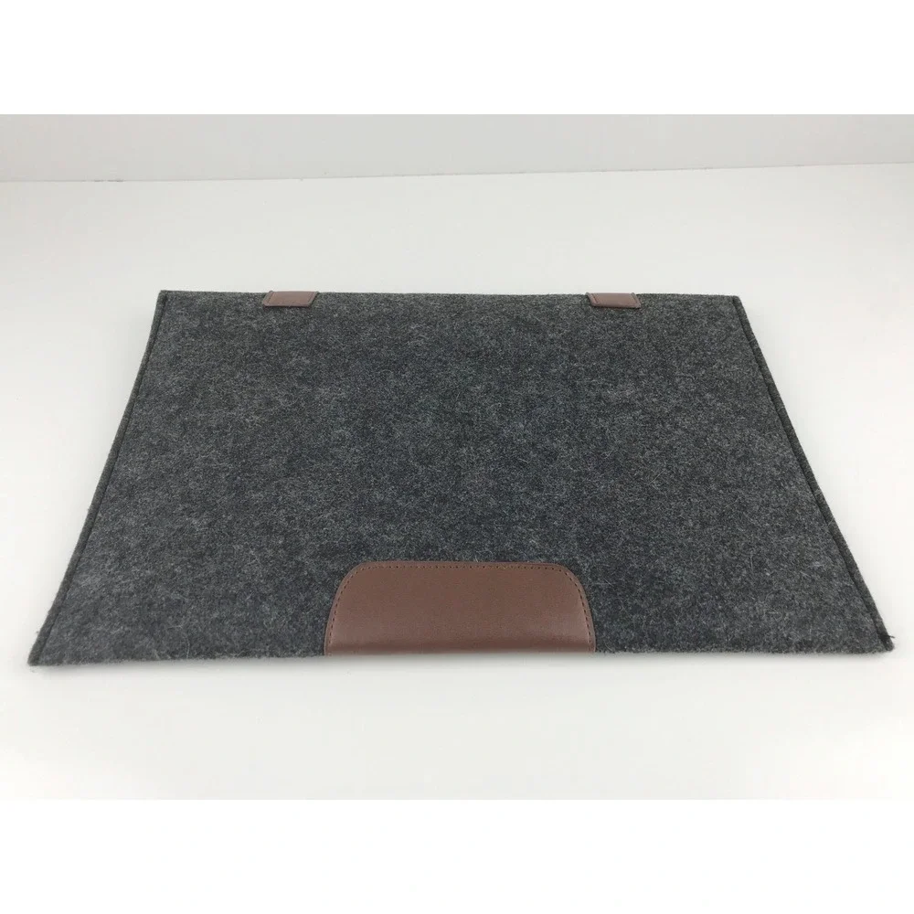 MOSISO Laptop Sleeve Case Felt Gray w/ Brown Faux‎ Leather Accents Tablet Cover